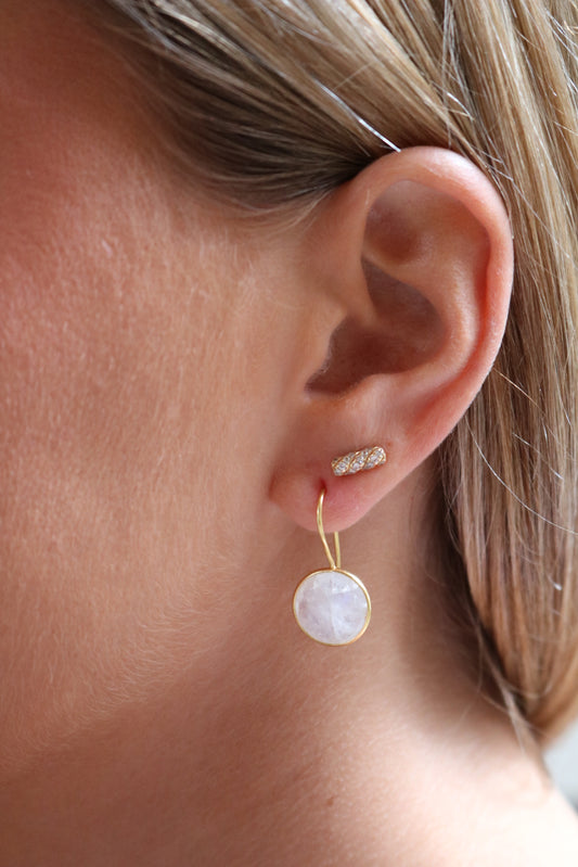 Round Bezel Gemstone Earrings