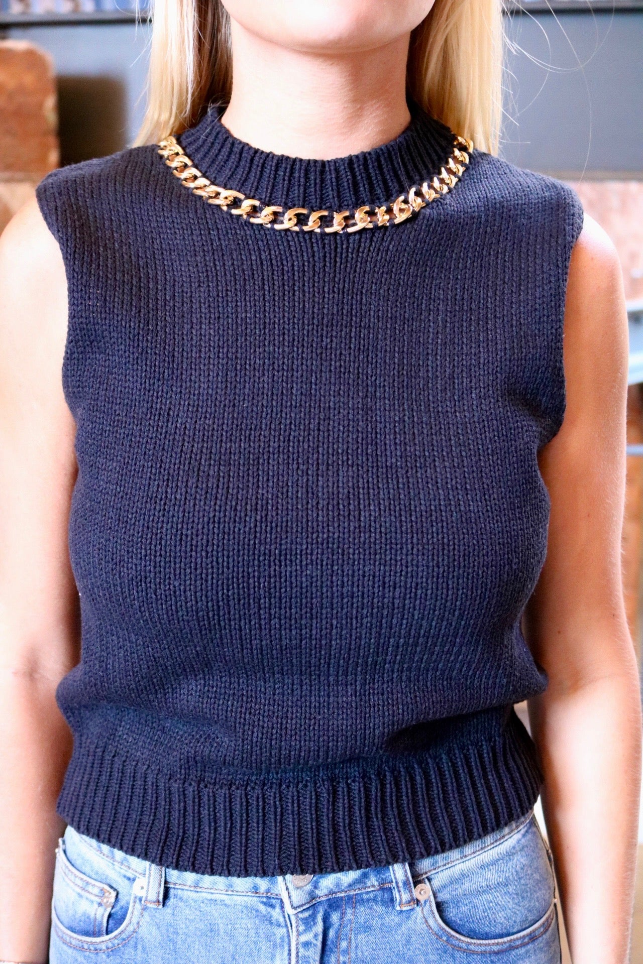 Savoy Chain Detail Sweater Tank