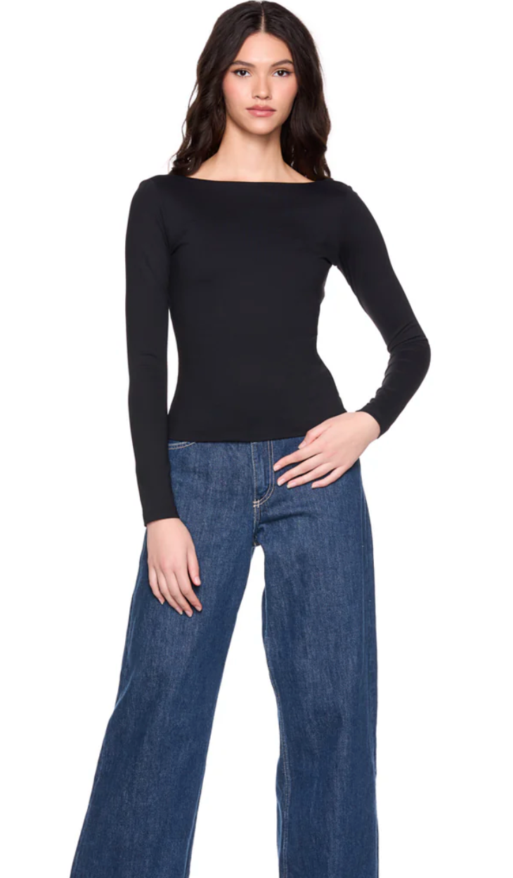 Scoop Back Long Sleeve Top
