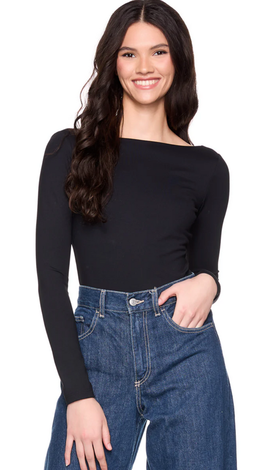 Scoop Back Long Sleeve Top