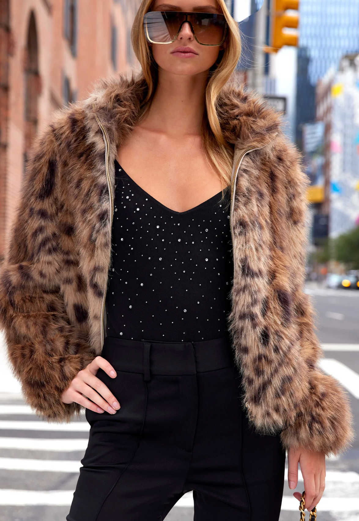 Jamie Leopard Faux Fur Jacket
