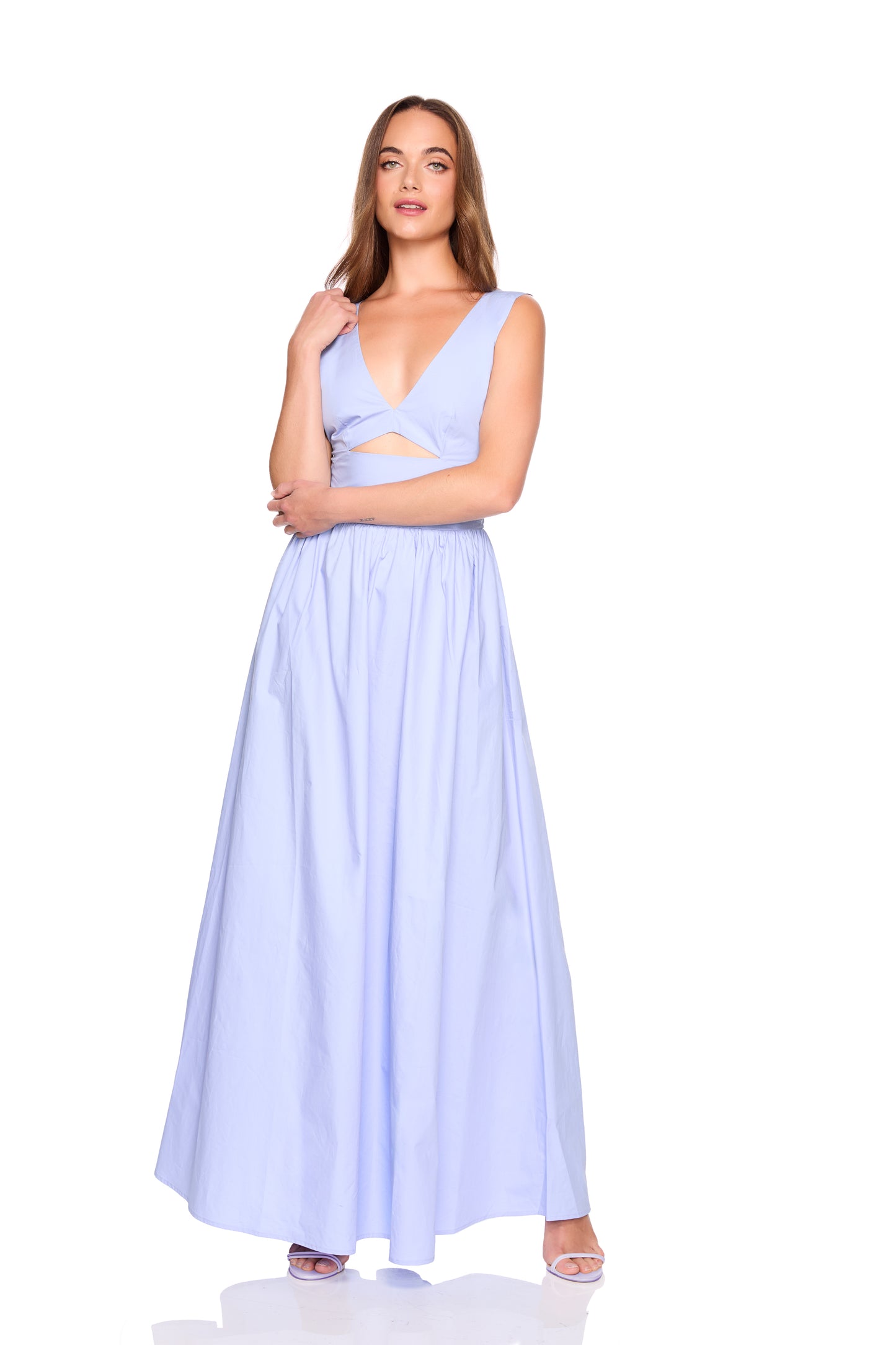 poplin cross back dress 42"