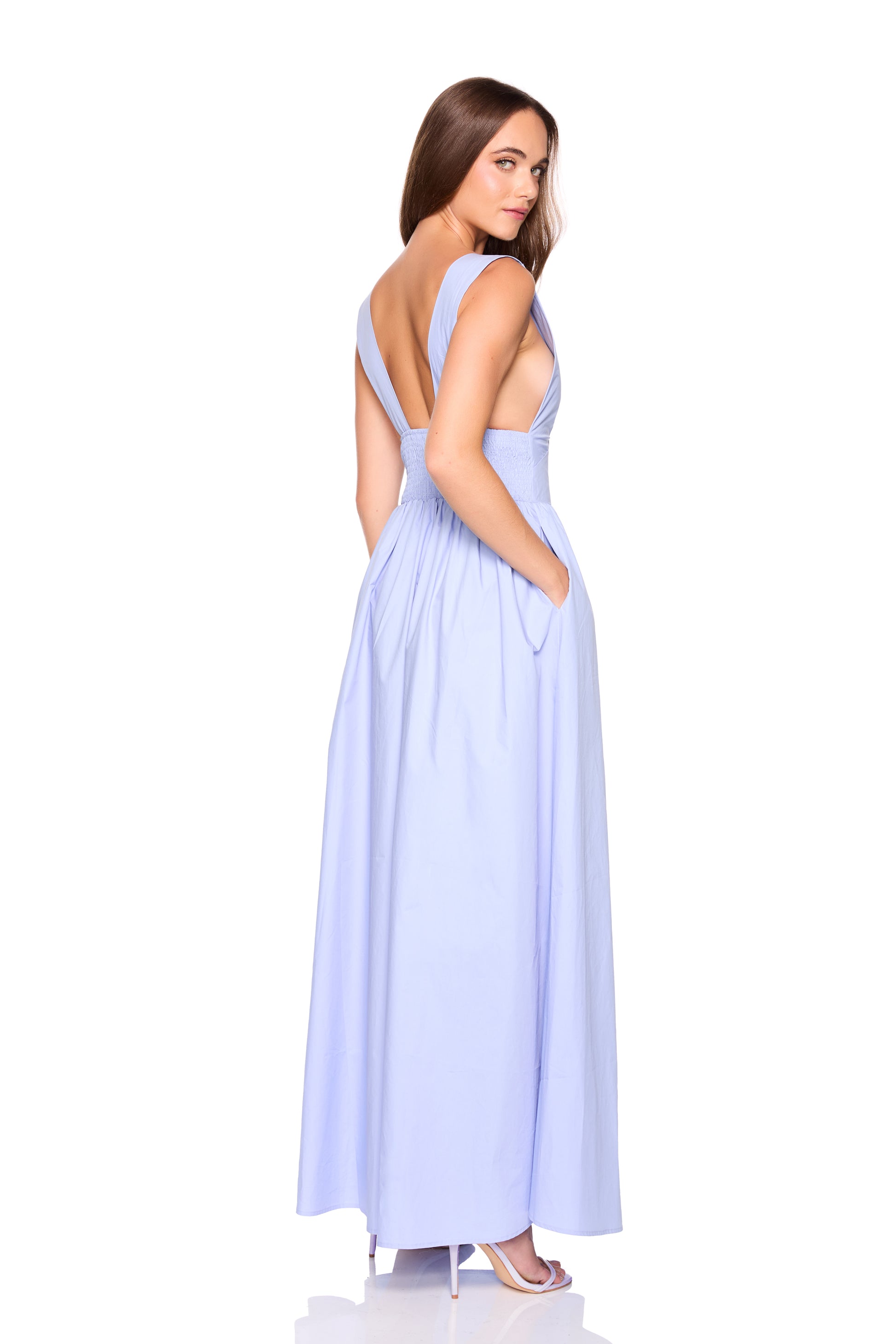 poplin cross back dress 42"