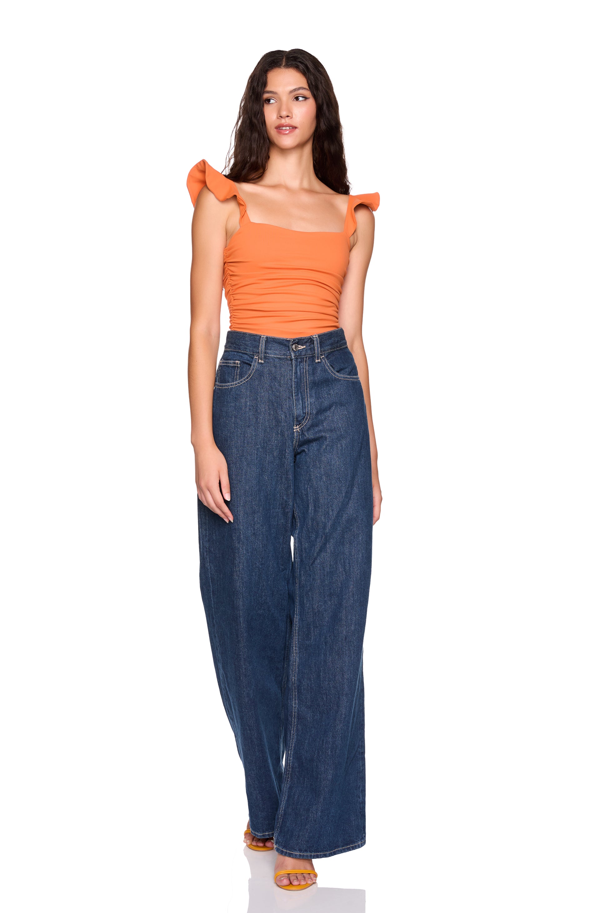 flutter sleeve gathered top 3"