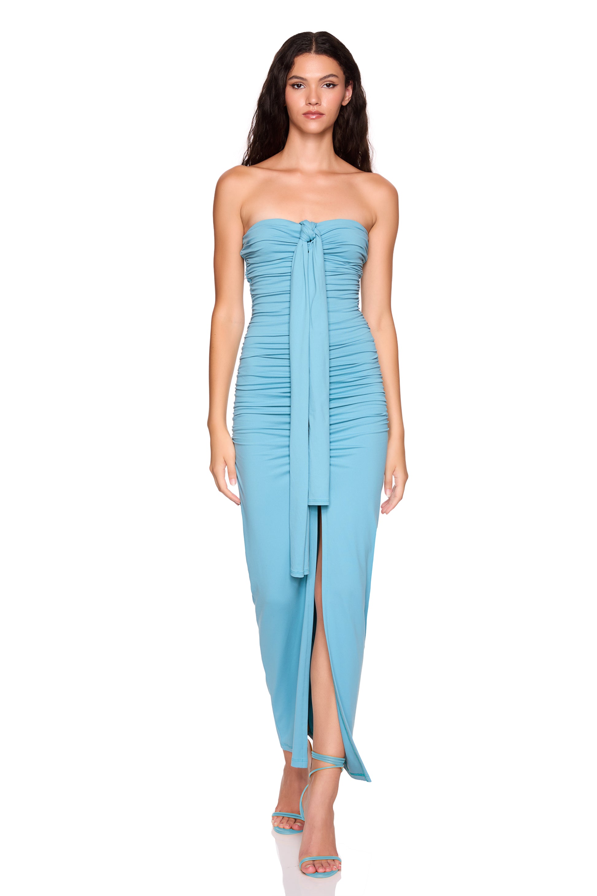 center gathered slit tie tube dress 42"