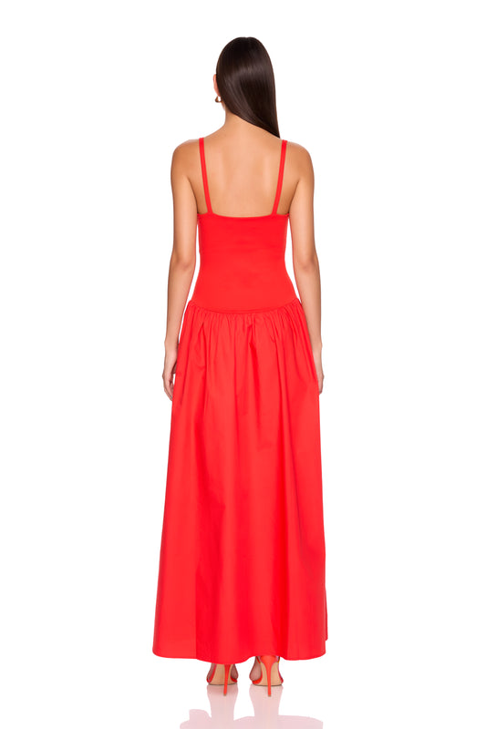 knit poplin boat neck low waist dress 42"