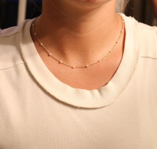 Small Moonstone Beaded Necklace