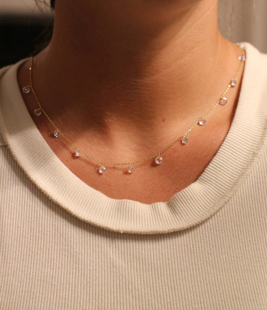Crystal Quartz Droplet Necklace