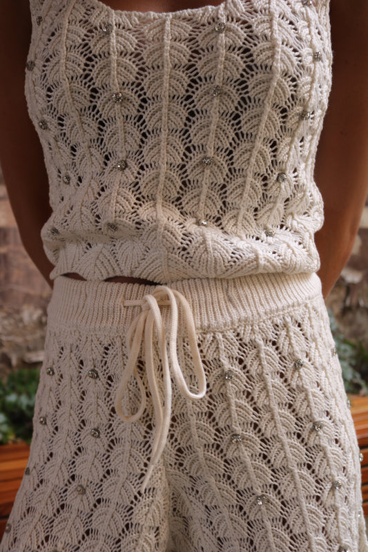 Crystal Pointelle Knit Tank