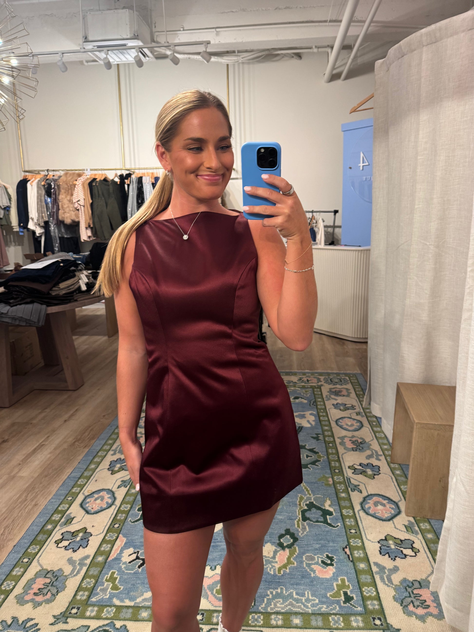 retrofete livie sleeveless satin mini dress Retrofete Livie Sleeveless Satin Mini Dress
