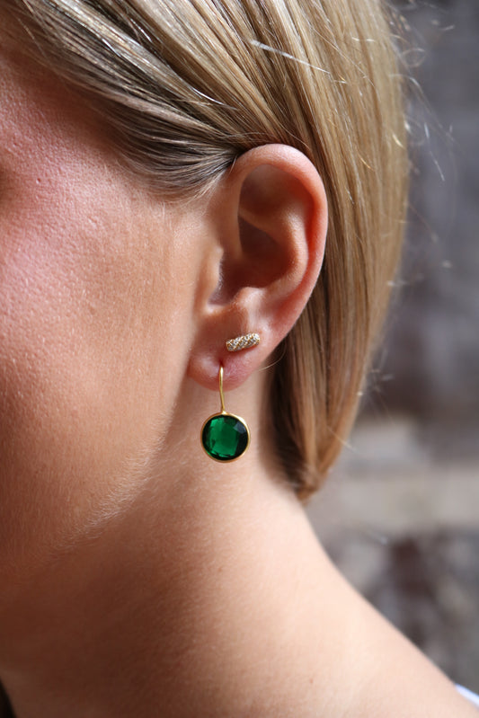 Round Bezel Gemstone Earrings
