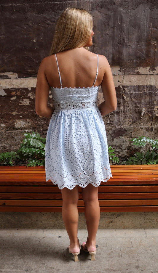 Lilia Cotton Eyelet Mini Dress