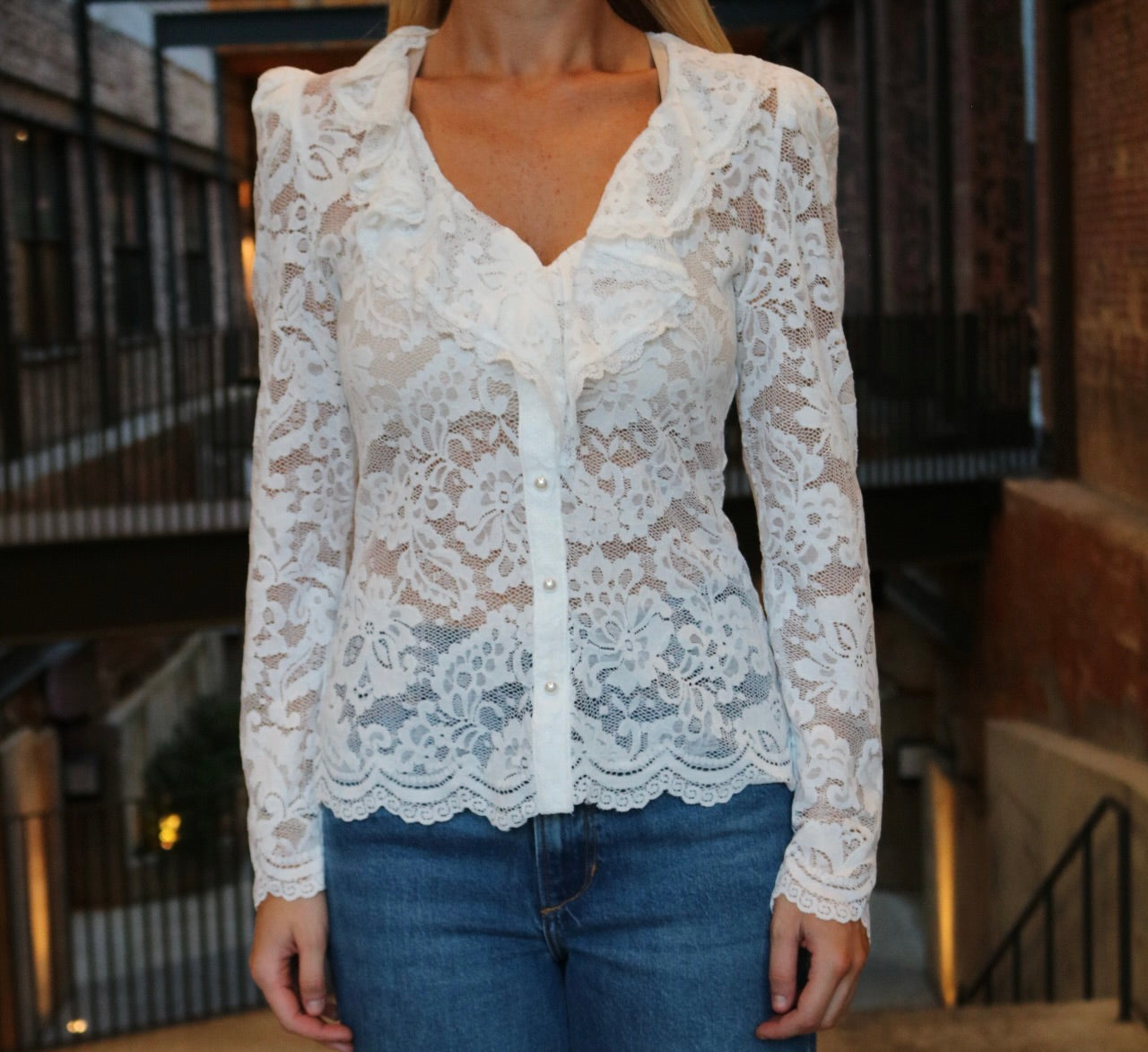 COMBINATION LACE TOP　アイボリー AMERI COMBINATION LACE TOPアイボリー