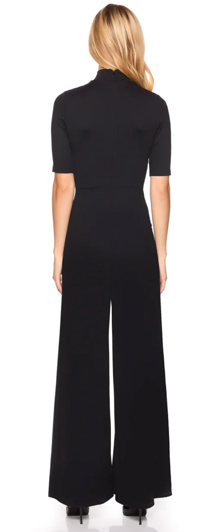 Short Sleeve Mock Neck Jumpsuit