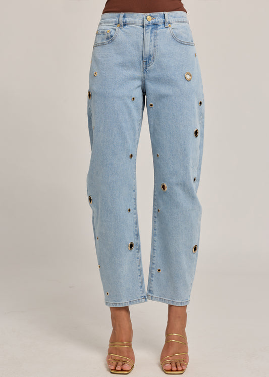 QUINCEY GROMMET BARREL JEANS